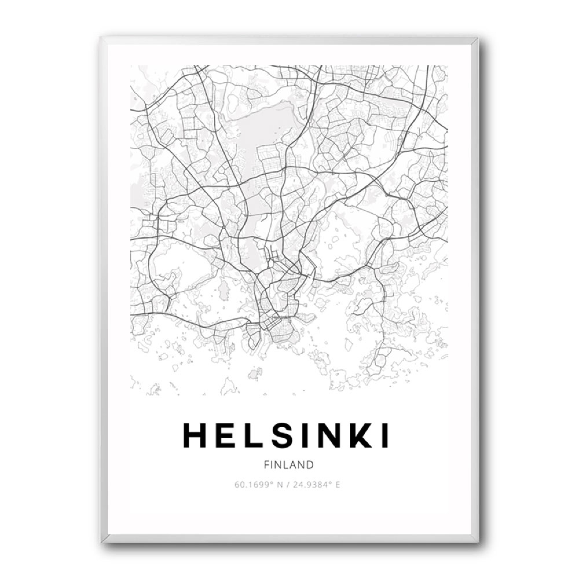 Helsinki City Map Wall Art   Silver Framed Print Helsinki 5x7 2004356 2000x2000 